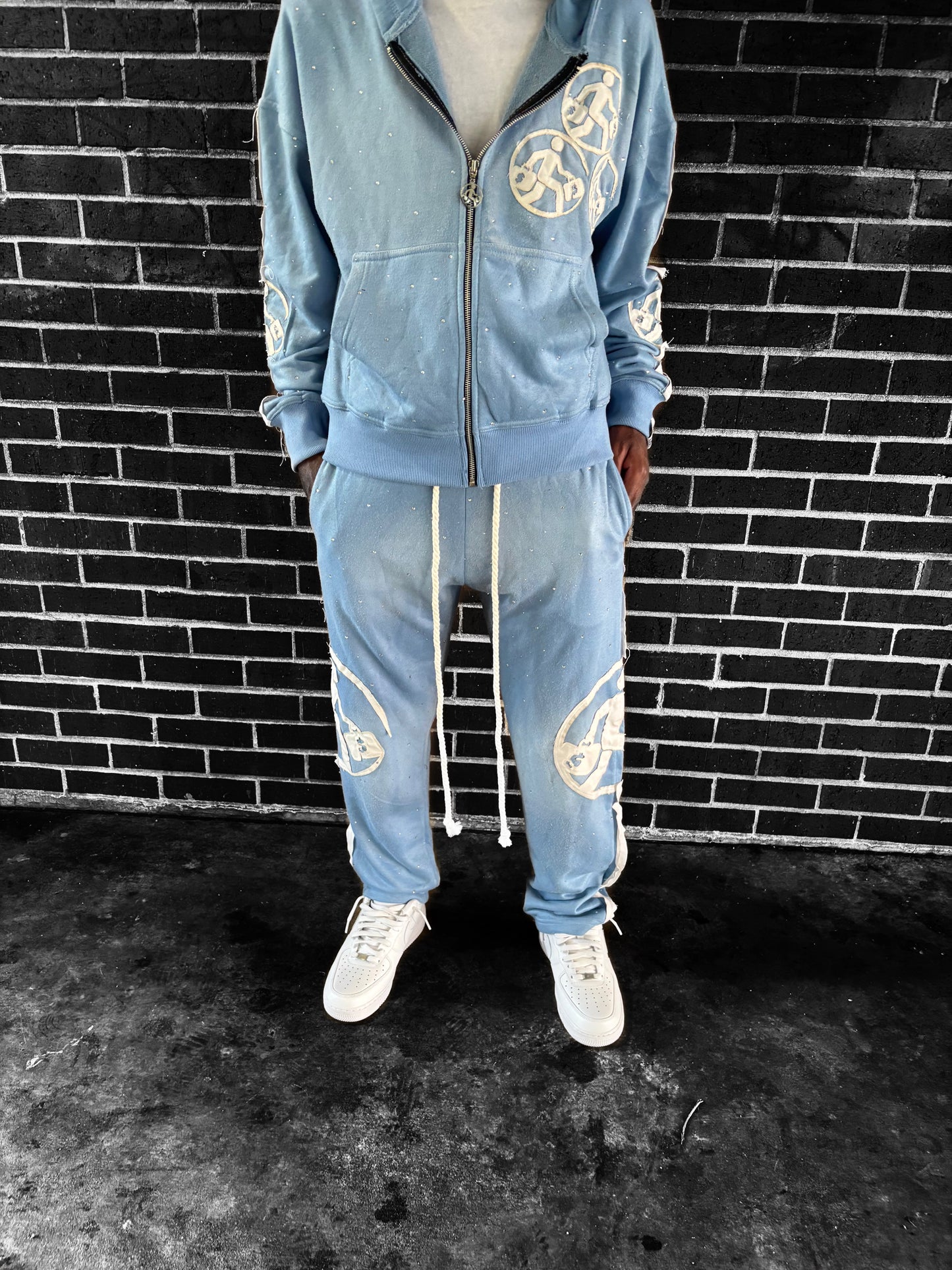 SS ( BLUE)rhinestone joggers