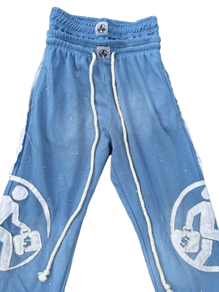 SS ( BLUE)rhinestone joggers